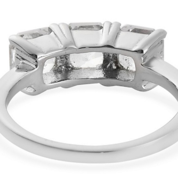 NEW White Sapphire 3 Stone Ring in Stainless Steel - Picture 12 of 13